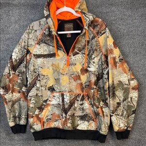 Roper Camo Hooded Fleece Lined Jacket Orange Highlights Pullover Men’s Medium
